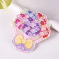Charmante carte de vœux pliante en forme de bouquet de fleurs avec nœud jaune soigné - Style Bouquet Irrégulier (4) / Carte Pliable