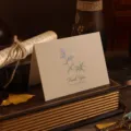 Elegant vintage folding thank you card with floral design on high-quality cream paper - Blue Star Flower (8) / Large Size