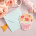 Kreative 3D-Pop-up-Grußkarte in Blumenstraußform mit passendem hellblauem Umschlag - Bunter Strauß (Lovely Daily) / Mit Umschlag