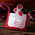 Tarjeta de felicitación con rosas rojas y cita inspiradora en inglés para regalo - Estilo Rosa Roja