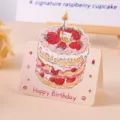 3D-Pop-up-Geburtstagskarte mit einem niedlichen Aquarell-Erdbeerkuchen-Design - 1 Aquarell Geburtstagstorte