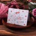 Large folded Valentine's Day greeting card with artistic rose design and love quotes - Poem and Rose / 10 Sheets Set