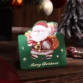 Tarjeta de felicitación navideña vintage con Papá Noel para regalos festivos - Estilo Papá Noel Repartiendo Regalos