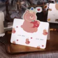 Tarjeta de mensaje de oso de dibujos animados retro con diseño plegable - Oso (3614)