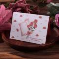 Large Valentine's Day folded greeting card with rose illustration and quote - Rose Epic / 10 Sheets Set
