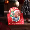 Biglietto di auguri natalizio rosso con scritta Merry Christmas dorata - Stile Omino di Pan di Zenzero