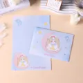 Conjunto de sobre y papel de carta con lindo perrito de dibujos animados y degradado azul - Perro en la Luna (4) / 8 Sobres + 16 Hojas Rayadas + 10 Pegatinas