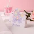 Elegante tarjeta de agradecimiento floral con diseño de luna romántica y lazo púrpura - Mañana Floral Luz de Luna / Juego de 10 hojas
