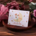 Elegant folded Valentine's Day greeting card featuring rose and moon floral illustrations - Moon Born Rose / 10 Sheets Set
