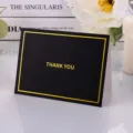 Κομψή μαύρη ευχετήρια κάρτα με χρυσό Thank You για γενέθλια και την αποφοίτηση - Στυλ Ευχαριστώ / Σετ 10 φύλλων / Μαύρο