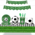 Ensemble complet de vaisselle de fête d'anniversaire sur le thème du football avec bannière - Bannière Football / 1 Pièce