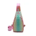 Bolso bandolera vintage con estampado de cocodrilo rosa y verde y correa ancha para mujer - Bolso de Pecho Retro (PG817-2) / Verde menta