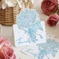 Tarjeta de felicitación de ramo floral romántico con diseño Thank You azul claro - Estilo cielo estrellado