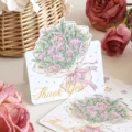 Biglietto 'Thank You' con illustrazione di bouquet romantico per ogni occasione. - Stile Garofano