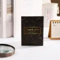 Tarjeta de agradecimiento de mármol negro con letras en pan de oro para regalos - Gracias (Nuevo Estilo Simple) / Juego de 10 hojas