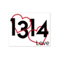 Tarjeta de San Valentín minimalista con texto 1314 negro y contornos de corazones rojos - Estilo 1314 (Estilo 1)