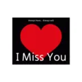 Sencilla tarjeta de felicitación negra de San Valentín con corazón rojo e "I Miss You". - Estilo 2