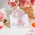 Biglietto d'auguri romantico con bouquet floreale 'Thank You' per ogni festa - Stile Camelia