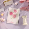 Tarjeta de felicitación plegada con rosas rosas para San Valentín y regalos románticos. - Estilo 5