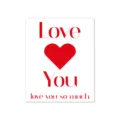 Tarjeta minimalista de San Valentín con corazón rojo y texto impreso Love You - Estilo 4