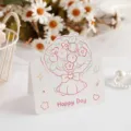 Valentine bouquet greeting card with crayon style illustration and Happy Day text - Happy Day (Colorful Floral Clusters) / 1 Piece