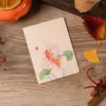 Klassische Grußkarte im chinesischen Tuschestils mit Goldfisch und Lotus Illustration - Koi-Fisch-Stil