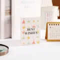 Einfache ästhetische Grußkarte mit Best Wishes Schriftzug und bunten Kronenmustern - Beste Wünsche (Einfacher Neuer Stil) / 10 Blatt Set