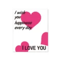 Tarjeta minimalista de San Valentín con corazones rosas y texto impreso 'I LOVE YOU' - Estilo 8