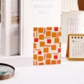 Minimalistische Grußkarte mit orange-rotem Karomuster und 'Happy'-Schriftzug für Geschenke. - Glücklich (Einfacher Neuer Stil) / 10 Blatt Set