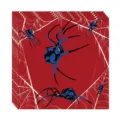 Detailansicht von Halloween-Servietten mit rotem Hintergrund und Spinnennetz-Druck - Servietten