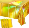Detail van holografisch goud laser party tafelkleed met waterdichte aluminiumfolie - Goud / 137*274cm
