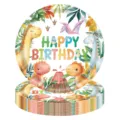 Assiettes en papier jetables dinosaure aquarelle pour décorations de fête d'anniversaire - Assiettes 9 Pouces (Lot de 20)