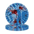 Einweg Halloween Spinnennetz Party Teller mit rotem Spinnen-Design auf blauem Grund - 7 Zoll Teller (24er Pack)
