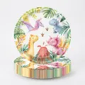 Assiettes en papier jetables dinosaure aquarelle pour décor d'anniversaire enfant - Assiettes 7 Pouces (Lot de 20)