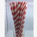 Pailles en papier décoratives rayées rouge et blanc pour décoration de table de Noël - Pailles à Rayures Rouges / Lot de 16
