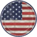 Vue détaillée d'une assiette en papier drapeau américain pour fête de l'Indépendance - 24 Pièces (Assiettes 9 Pouces)