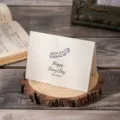 Vintage cream greeting card with leaf motif and Happy Every Day text message - Pearl Plum (31)