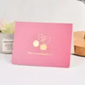Elegant pink greeting card with gold foil cherry design and Peace and Happiness - Peace And Happiness (Cherry) / 1 Piece