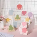 Set mit Mini-Grußkarten in Pastellfarben in verschiedenen Formen für Geschenkanhänger - Aufhängeseil-Set / 100-teiliges Set