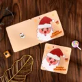 Square foldable Christmas greeting card with cute cartoon Santa Claus design - Santa Claus Style / 10 Sheets Set