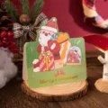 Green Christmas greeting card with gold foil Merry Christmas and Santa - Santa Claus Gift (464)