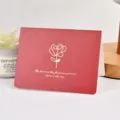 Elegant red greeting card featuring gold-stamped flower design and inspirational quote - Heart Like Flowers (Sunward) / 1 Piece