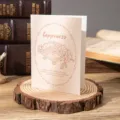 Vintage ins style floral greeting card with folding fan pattern and happiness text - Happiness and Best Wishes / 10 Sheets Set