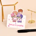 Cute cartoon couple thank you greeting card with flowers - Thank You For Everything Style