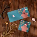 Square folding Christmas card with cartoon gingerbread man and Merry Christmas text - Gingerbread Man Style / 10 Sheets Set