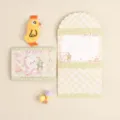 Juego de tarjetas de felicitación y sobres de conejo con diseño de cuadros verdes - Conejo de Regalo
