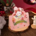 Pink Christmas greeting card featuring a cute cartoon bunny and Merry Christmas text - Christmas Rabbit (464)