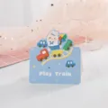Mignonne carte de vœux lapin bleu dessin animé avec illustration de train pour enfant - Lapin train (2312) / 1 Pièce/Pack