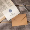 Vintage minimalist greeting card with leaf design and kraft paper envelope for messages - Maple Leaf Style