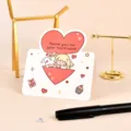 Creative greeting card with cute cartoon girl and rabbit design for thank you messages - Teacher Hard Work Style
